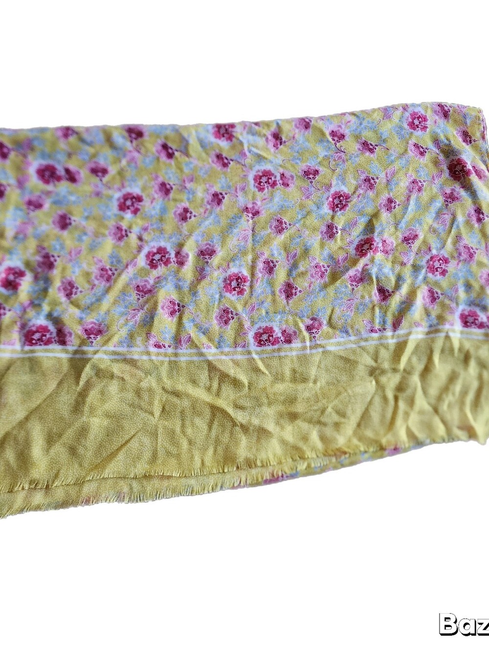 Loft Scarf Lightweight Yellow Floral Raw Hem